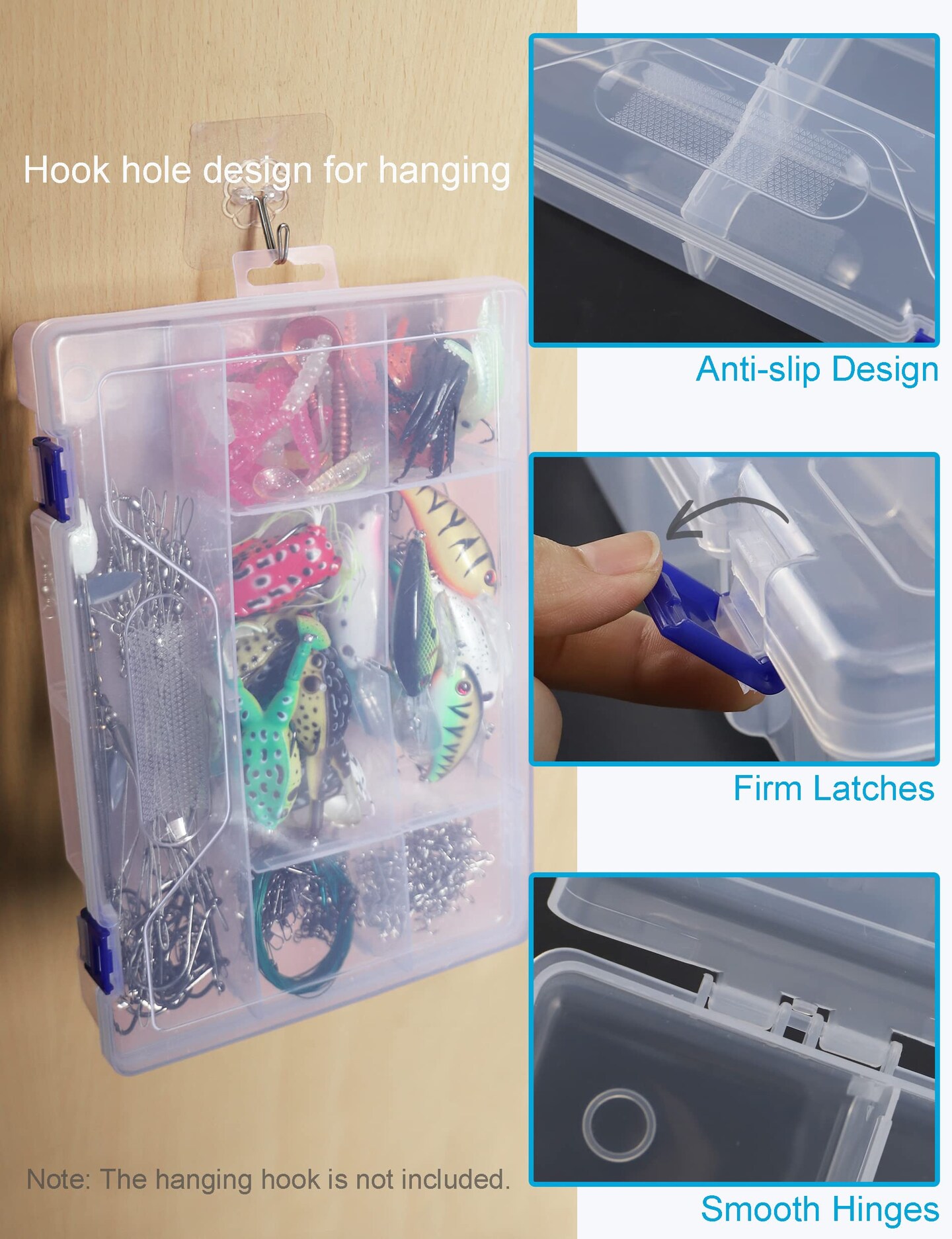 Tackle Box Beads Organizer Tackle Boxes with Dividers Plastic Storage Large 10 Grids Box Jewelry Compartment Container