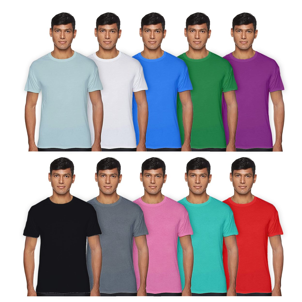 Mens Laviva Active Moisture Wicking Dry Fit Crew Neck Shirts 3-Pack Multiple Colors