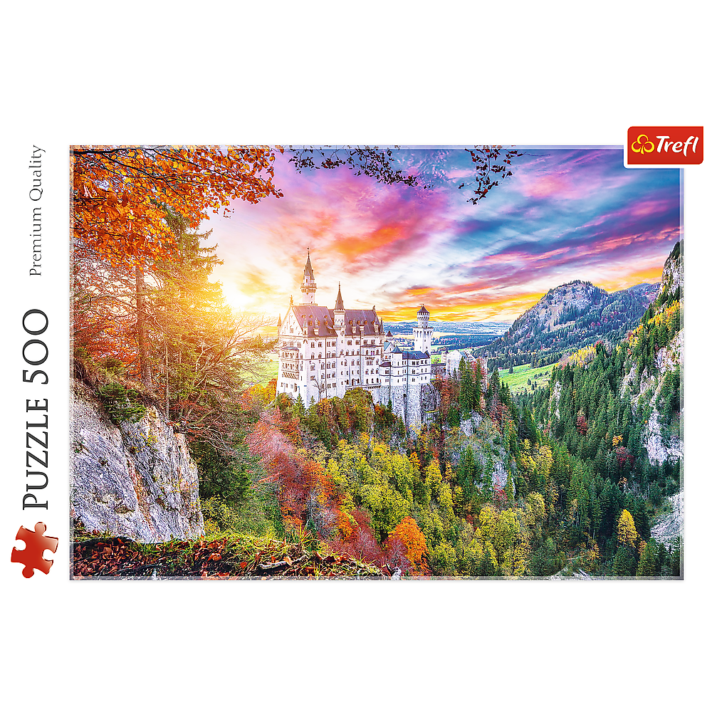 500 piece Jigsaw Puzzles, View of the Neuschwanstein Castle, Germany, Puzzle of Alps, Autumn landscape, Adult Puzzle, Trefl 37427