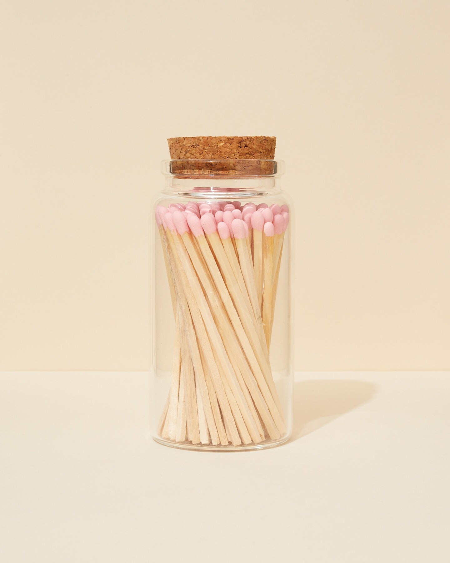 Pink Tip Wooden Matches With Jar, 4 Inches