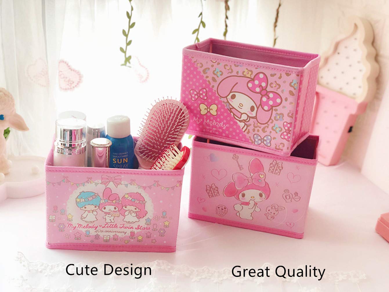 Collapsible Storage Bin Melody Foldable Baskets | Kawaii Office Desk Room Decoration Cute Room Decor