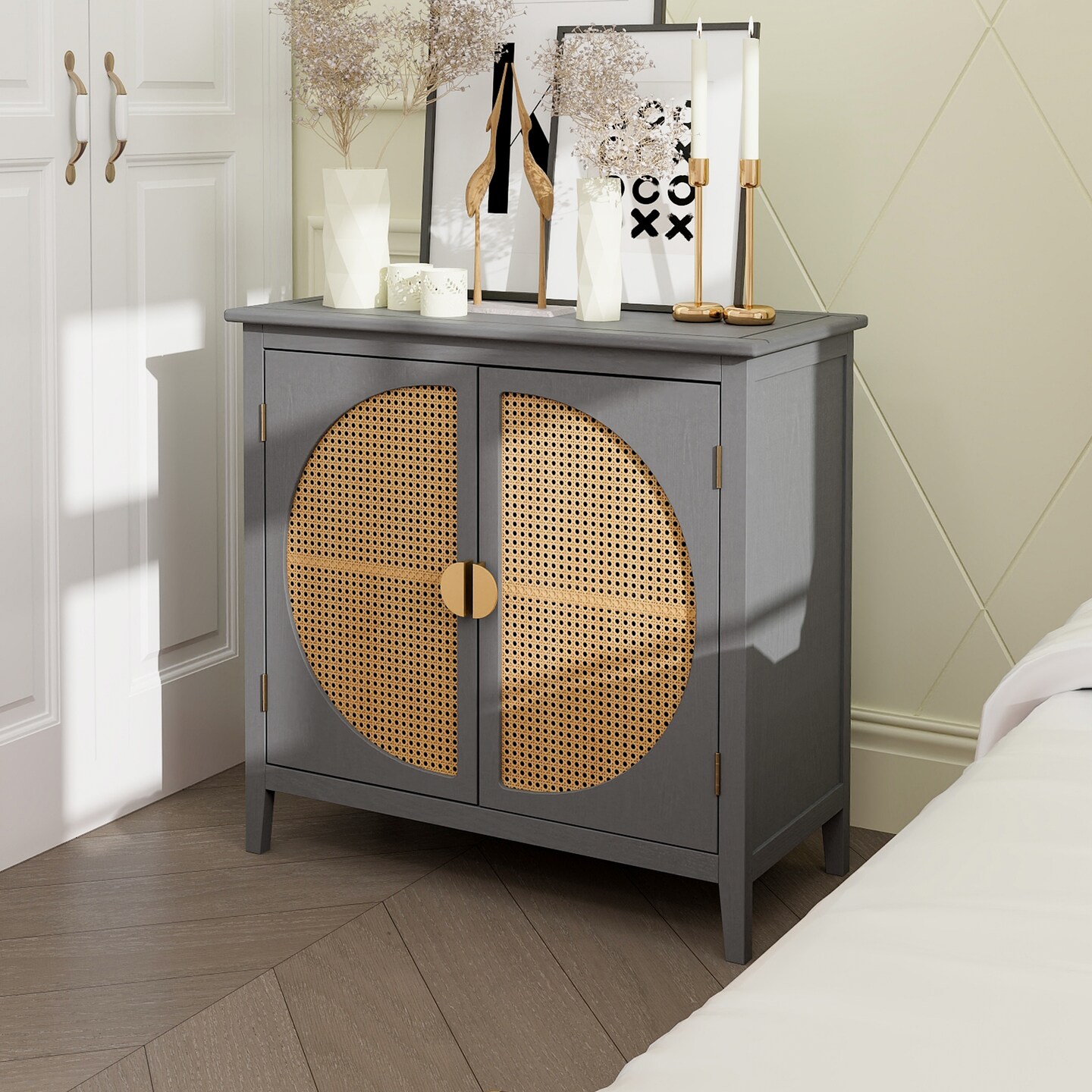 Vintage Rattan 2-Door Cabinet | Elevate Your Space