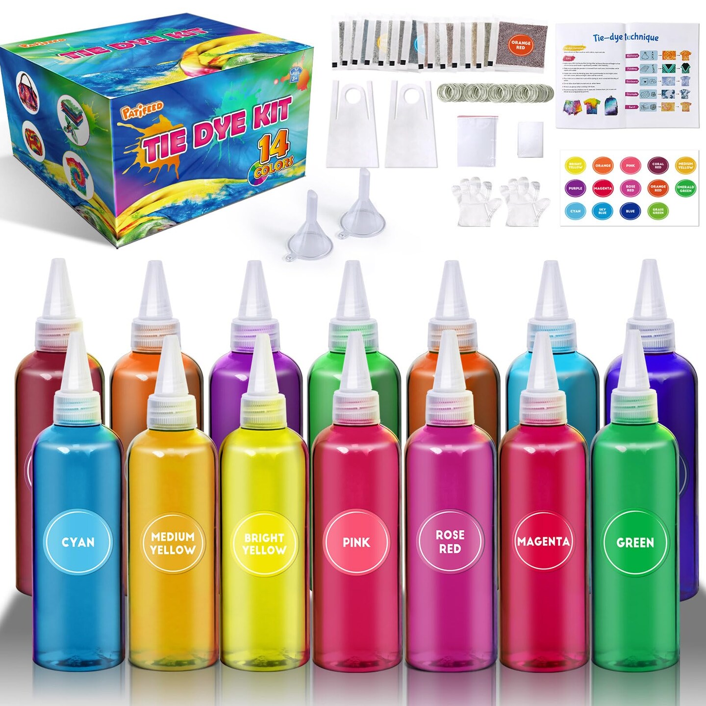 Tie Dye Kit 14 Colors Tie Dye Kit for Large Groups, Christmas Colors Tie Dye for Kids, Non Toxic Permanent Fabric Dye Summer Activities for Kids, Adults, Large Groups, Handmade Party