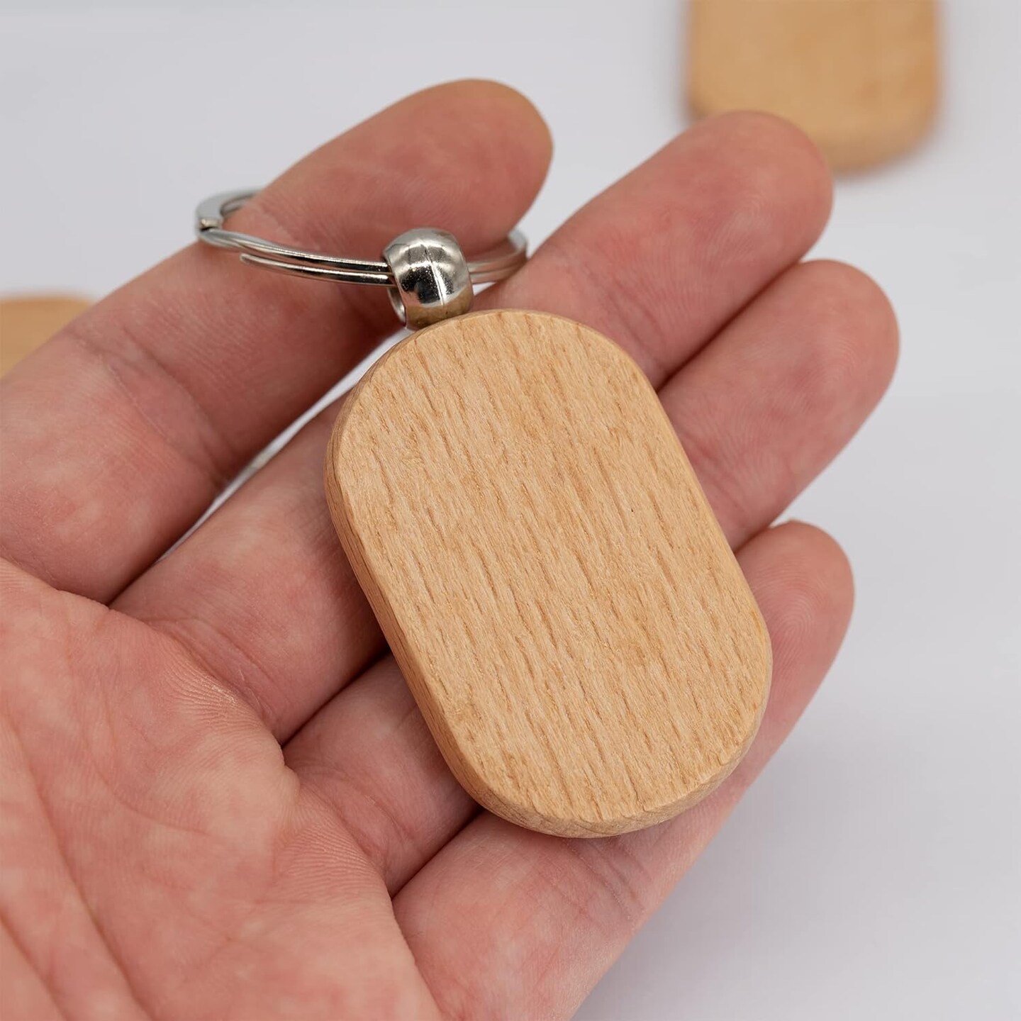 Blank Wooden Key Tag Key Chain Rectangle Wood Engraving Blanks 20 Pack