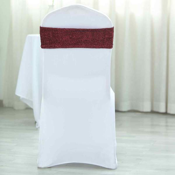 Metallic Spandex Chair Sashes: Wedding Reception Decor