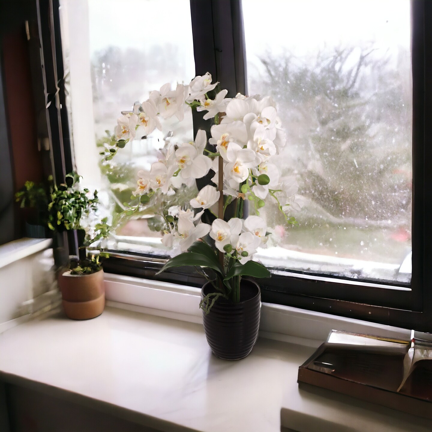 22-Inch Phalaenopsis Orchid Arrangement for Home and Office Floral Décor, Floral Home by Artificial Flowers