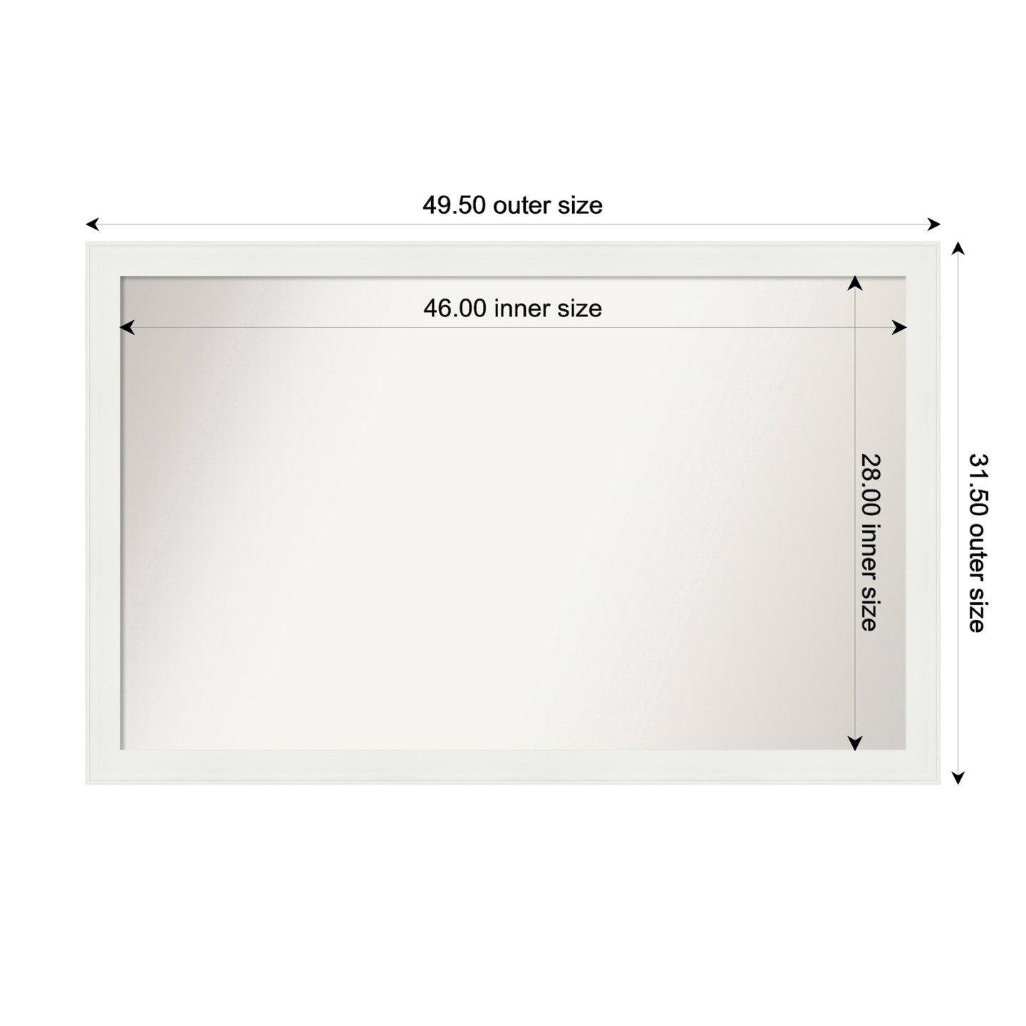 Vanity White Narrow Non-Beveled Custom Framed Bathroom Vanity Wall Mirror
