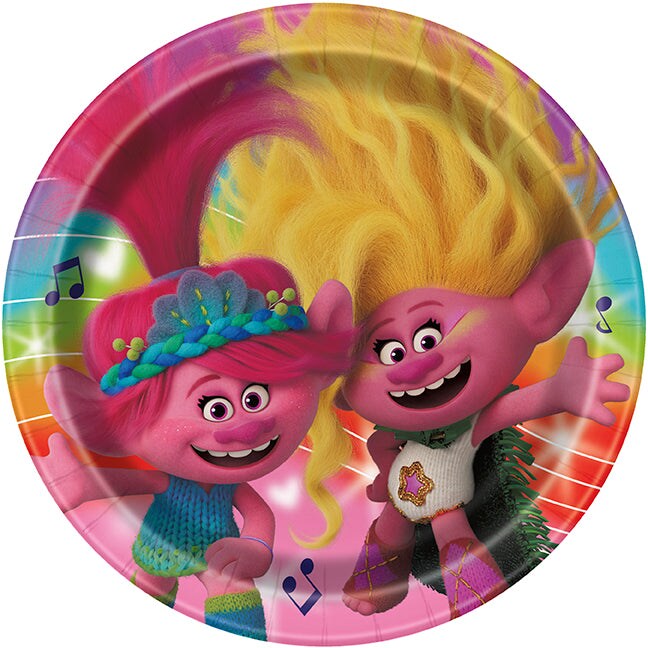 Trolls 9&#x22; Round Plates, 8ct