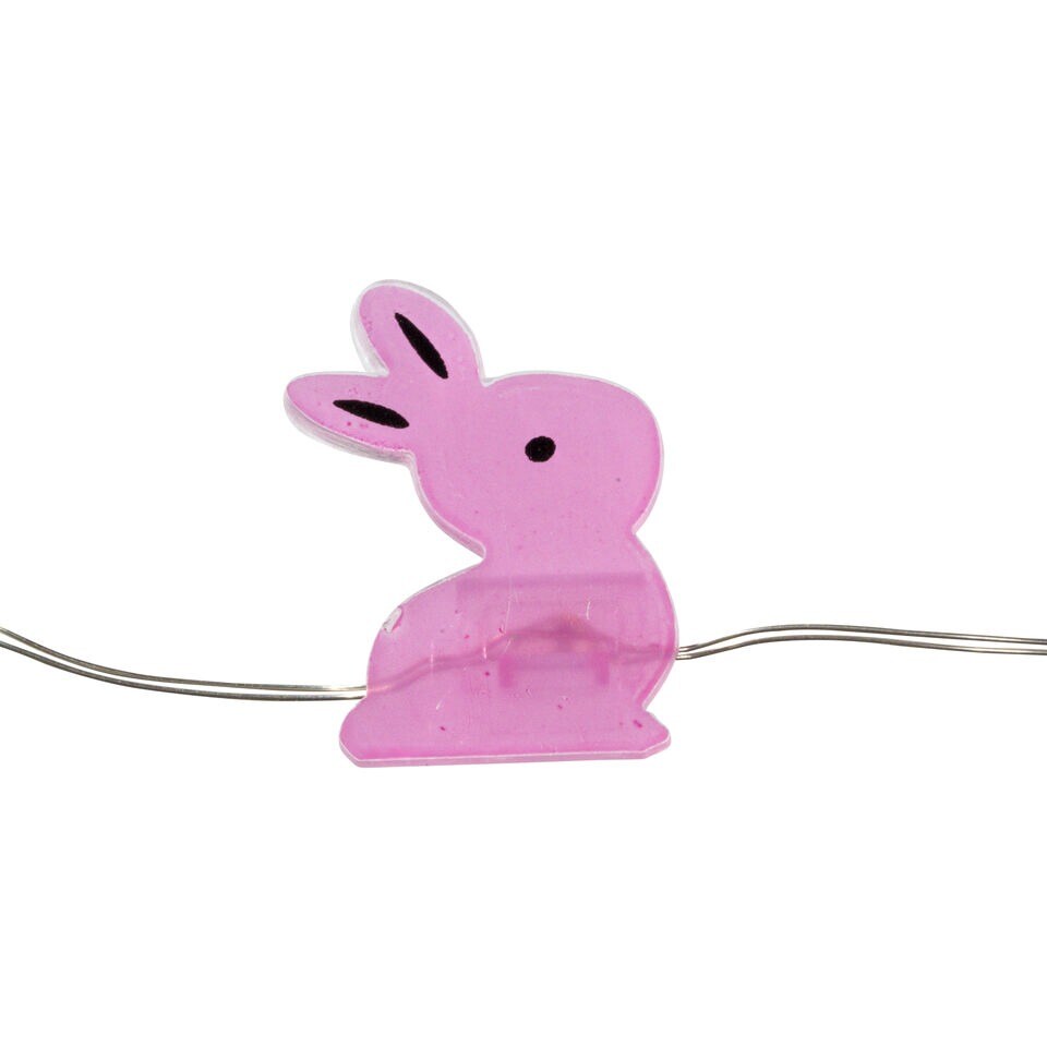 20 LED Perfect Holiday Battery Operated String Light Easter Pink Bunny