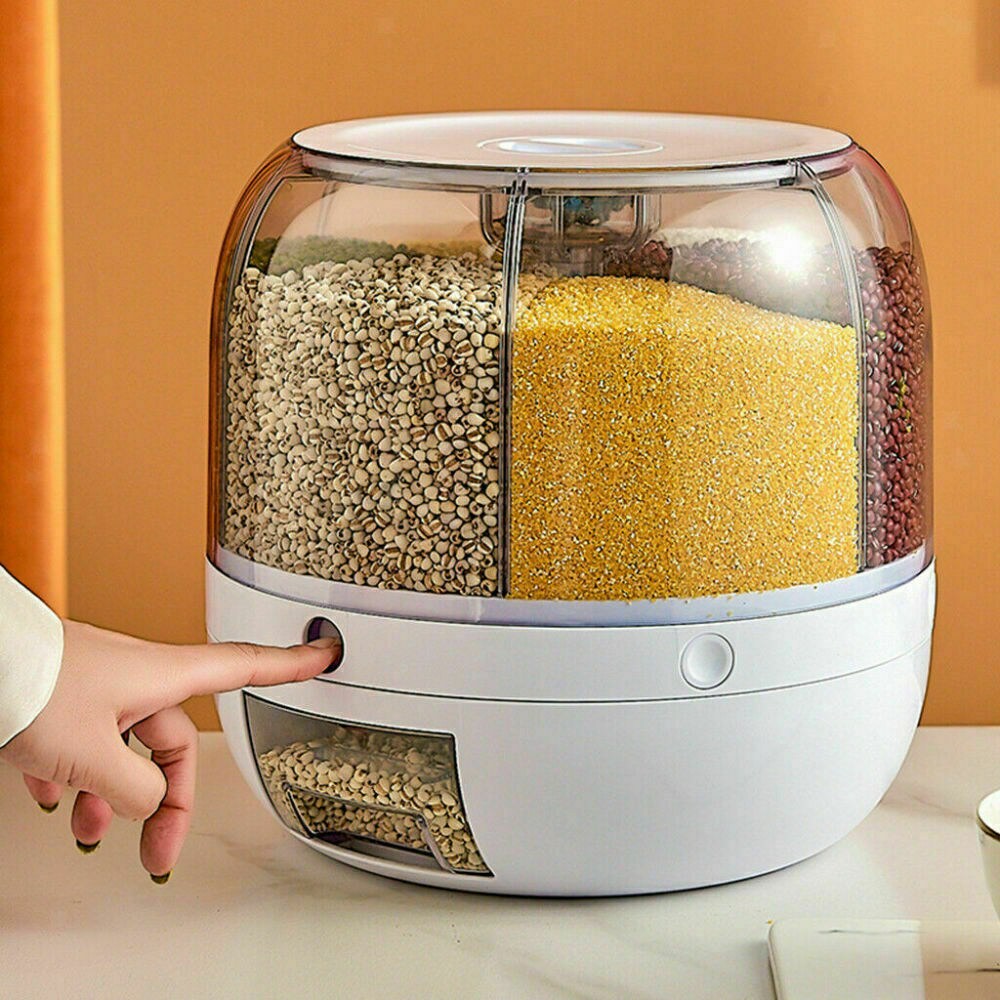 Kitcheniva 6 Grids 360&#xB0; Rotating Dry Grain Food Dispenser Storage Tank