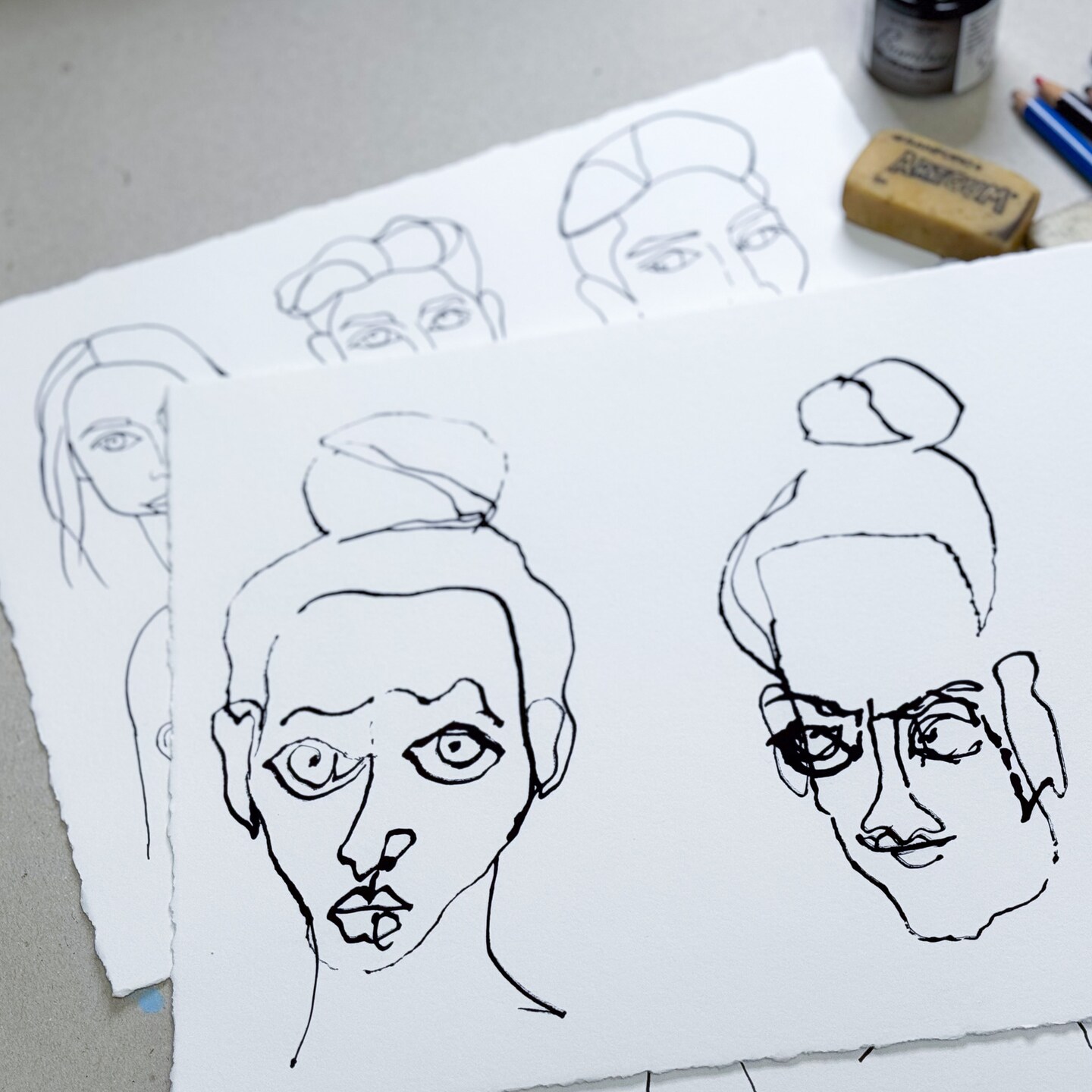 Face Line Drawing Illustrations