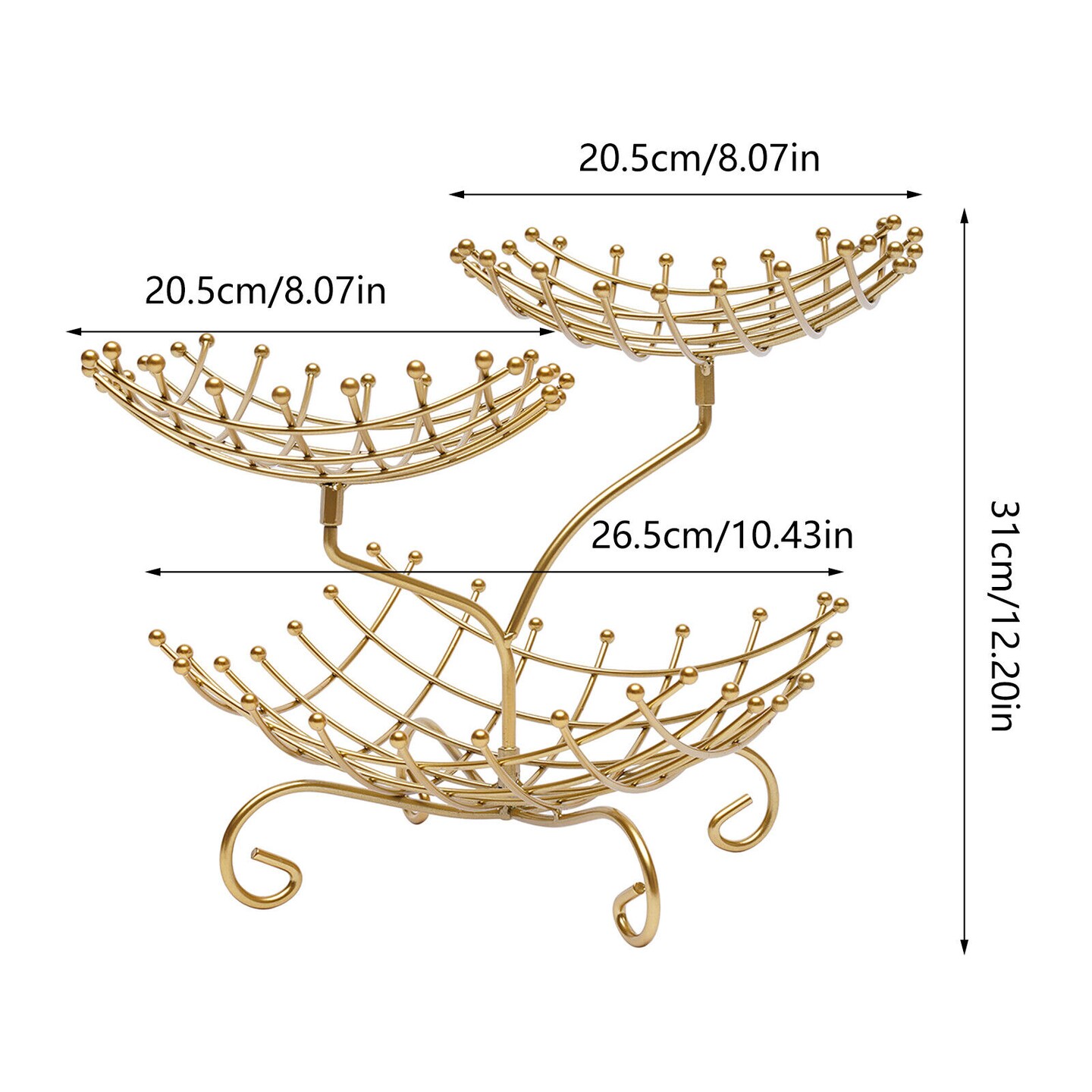 Kitcheniva 3-Tier Vegetable Fruit Metal Basket Bowl Stand Rack