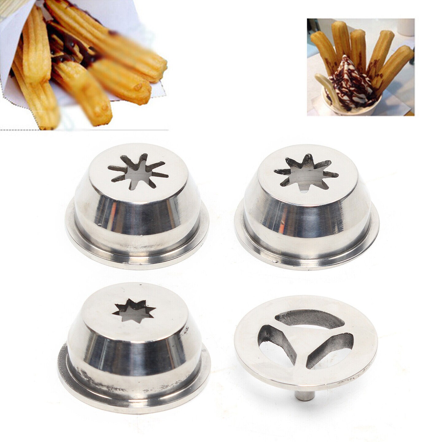 Kitcheniva 4 Stainless Steel Churrera Churros Machine Nozzle fit 8/15/24mm
