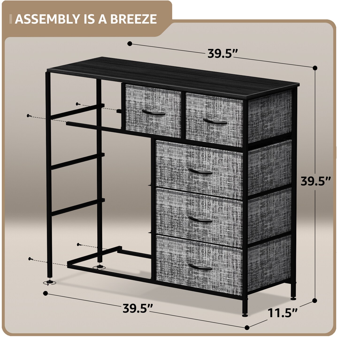 Sorbus Dresser with 9 Drawers - Furniture Storage Chest Tower Unit for Bedroom, Closet, etc - Steel Frame, Wood Top, Fabric Bins