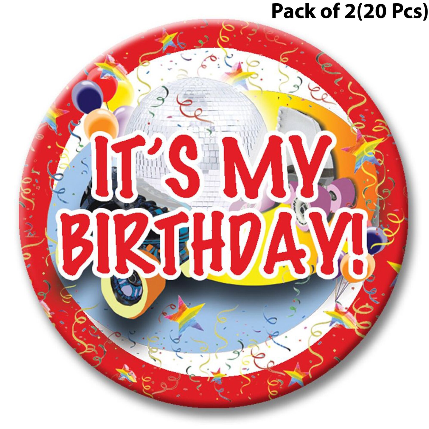 Disco Skate Themed Button - It's My Birthday 2 1/4 inch button with safety pin back | RAHEEV®