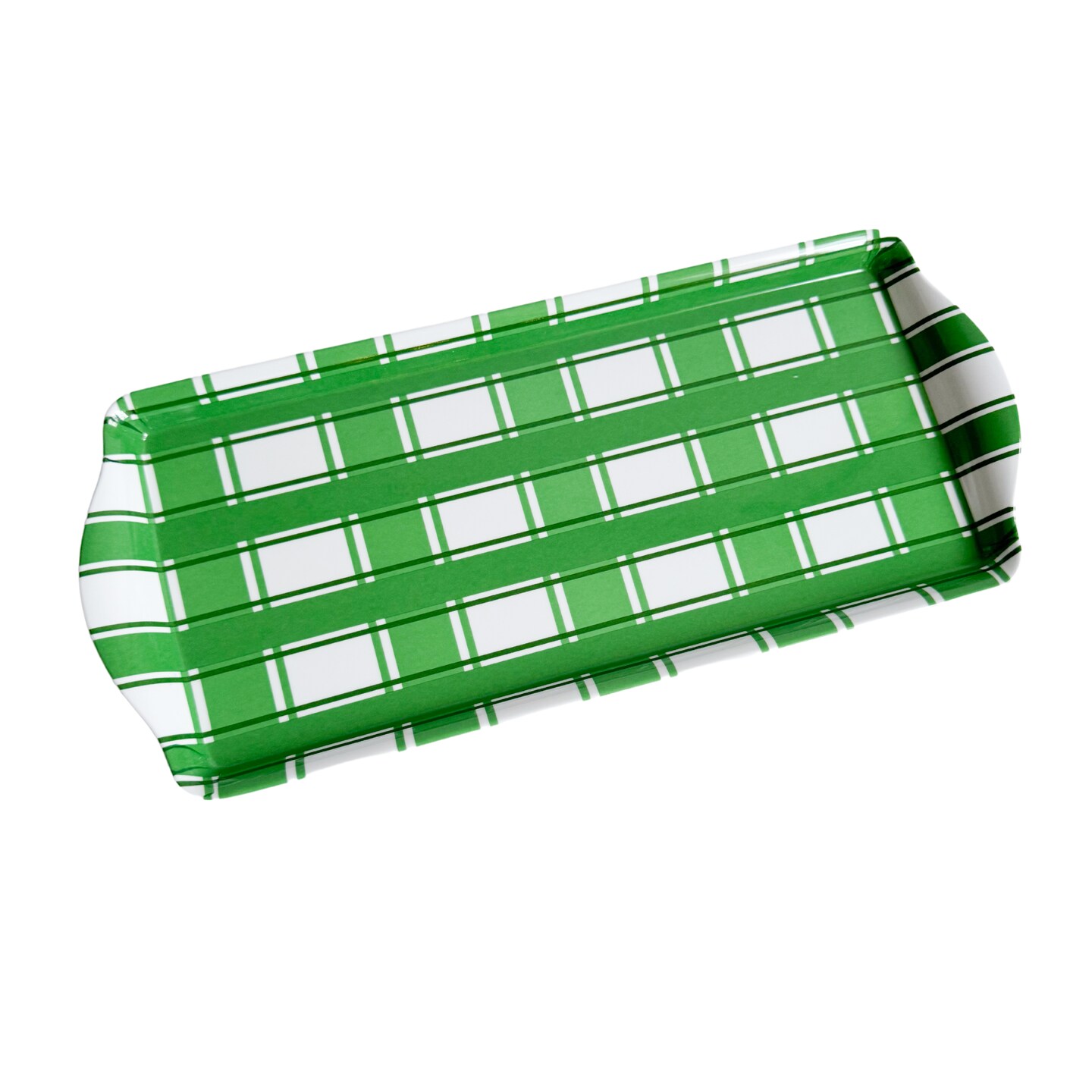 Green Plaid Gingham Reusable Melamine Party Snack, Dessert & Charcuterie Tray