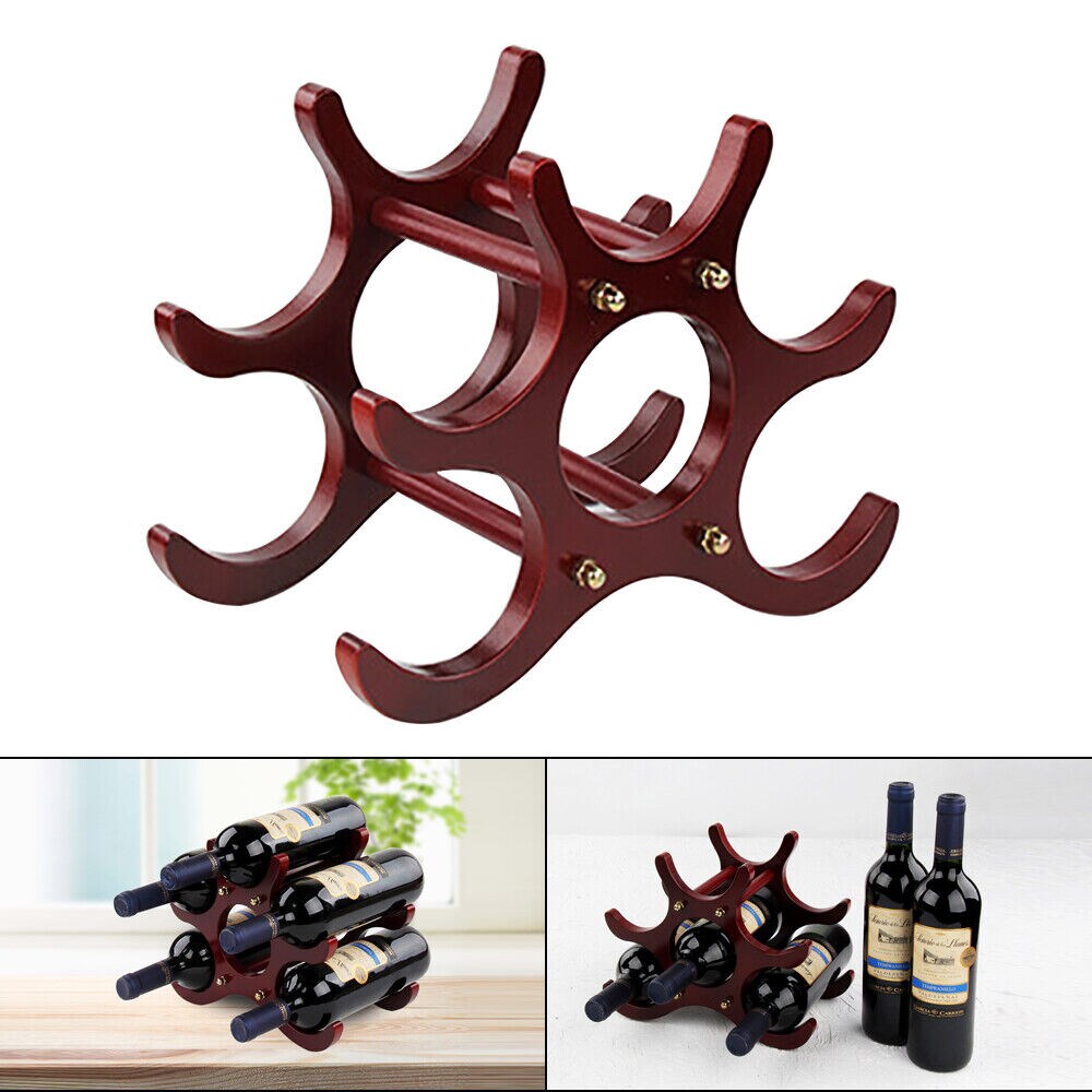 Kitcheniva 6 Bottles Wood Wine Rack Display Storage