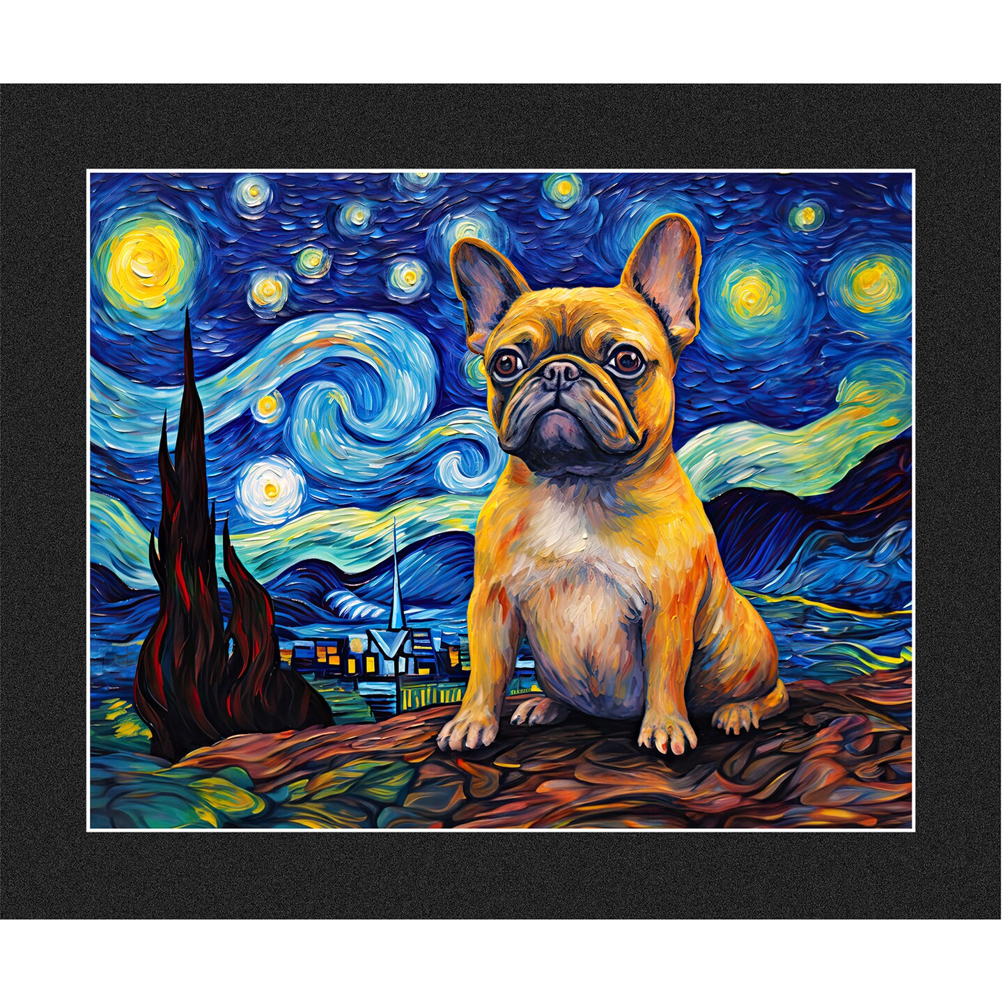 Adorable Frenchie Picasso Starry Night on sale Canvas