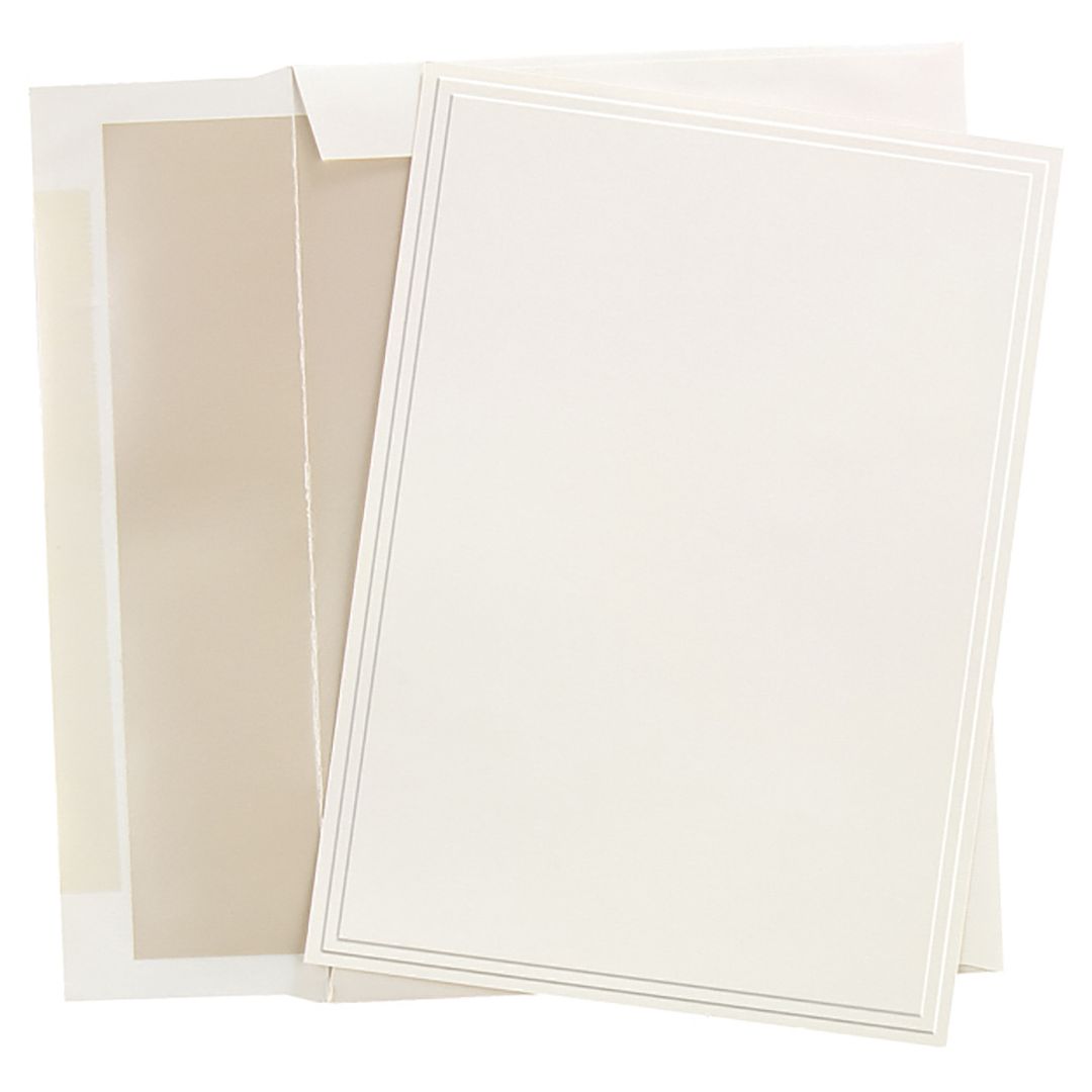 Great Papers! Invitation Kit with Pearl Foil-Lined  Envelopes, Triple Embossed Border Flat Card, Ivory, 5.5&#x22; x 7.75&#x22;, Printer Friendly.25 cards/25 envelopes