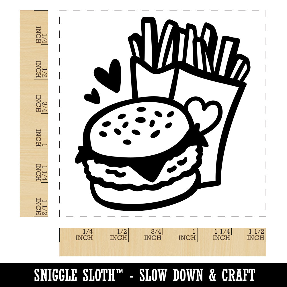 Chicken Burger and Fries Fast Food Self-Inking Rubber Stamp Ink Stamper ...