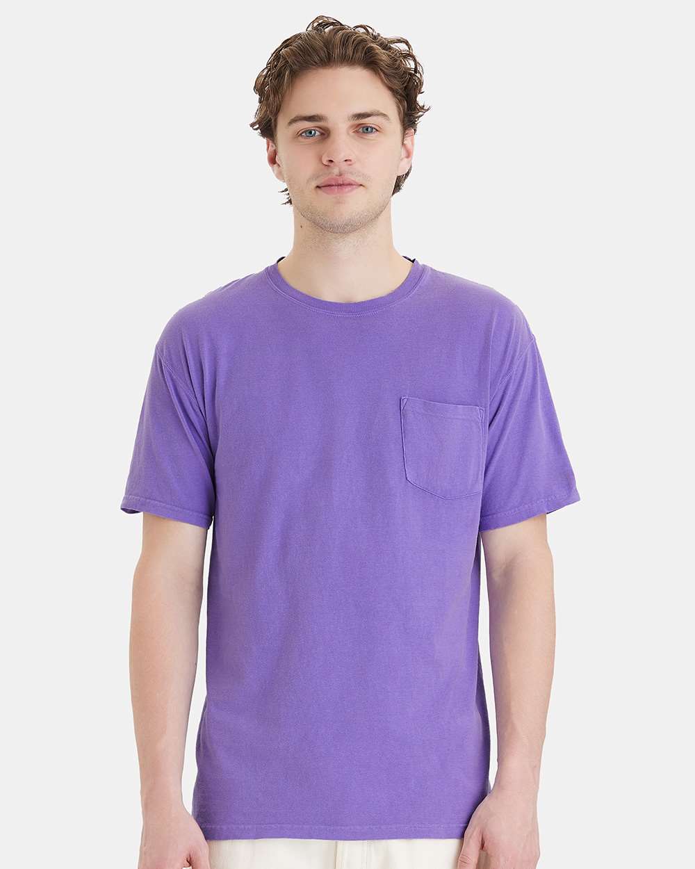 Hanes Youth EcoSmart T-Shirt - 50/50 Cotton/Poly, Made With Recycled Plastic, Purple Small