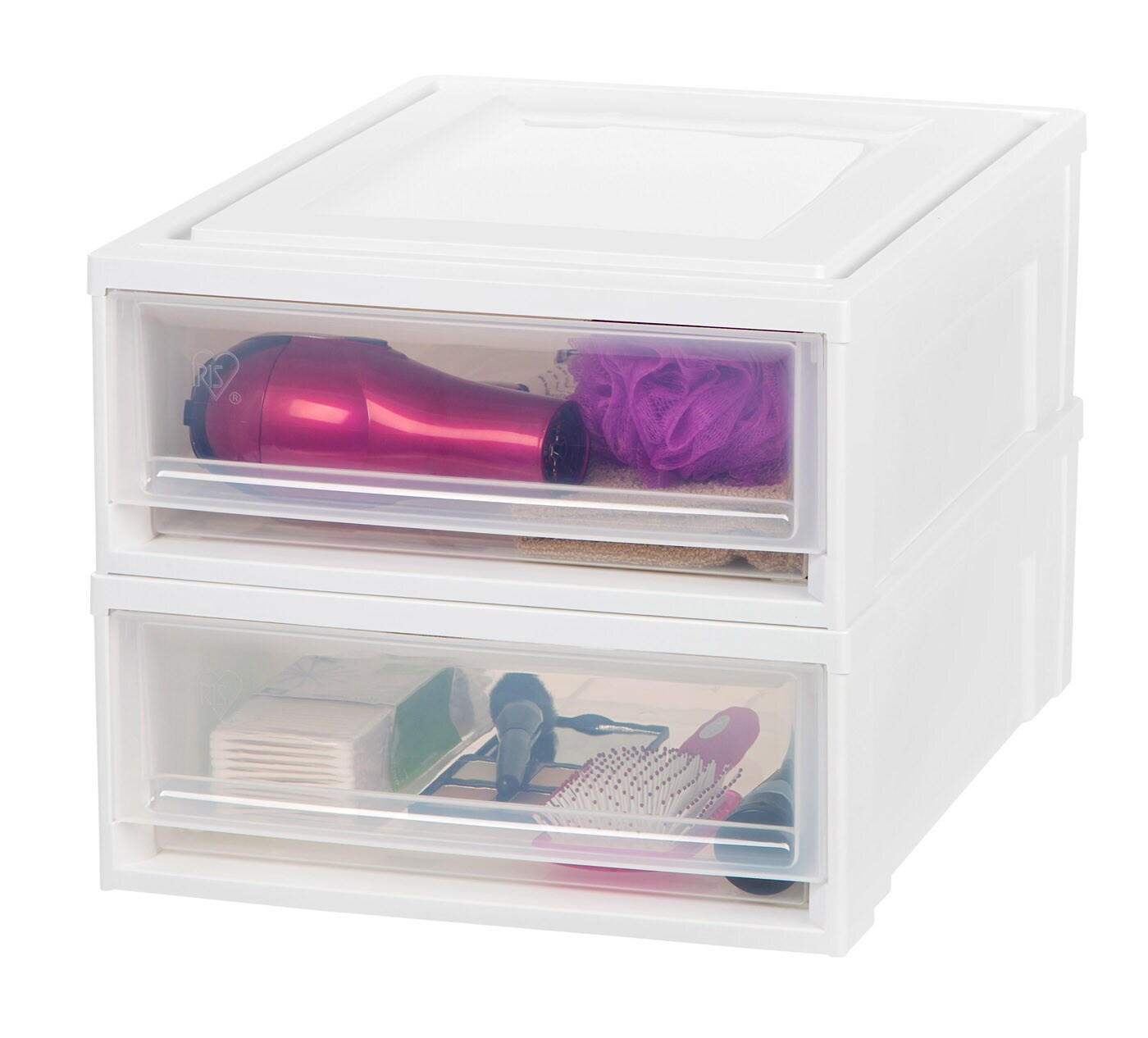 Plastic Clear Stackable Modular Shallow Storage Drawers Chest Box