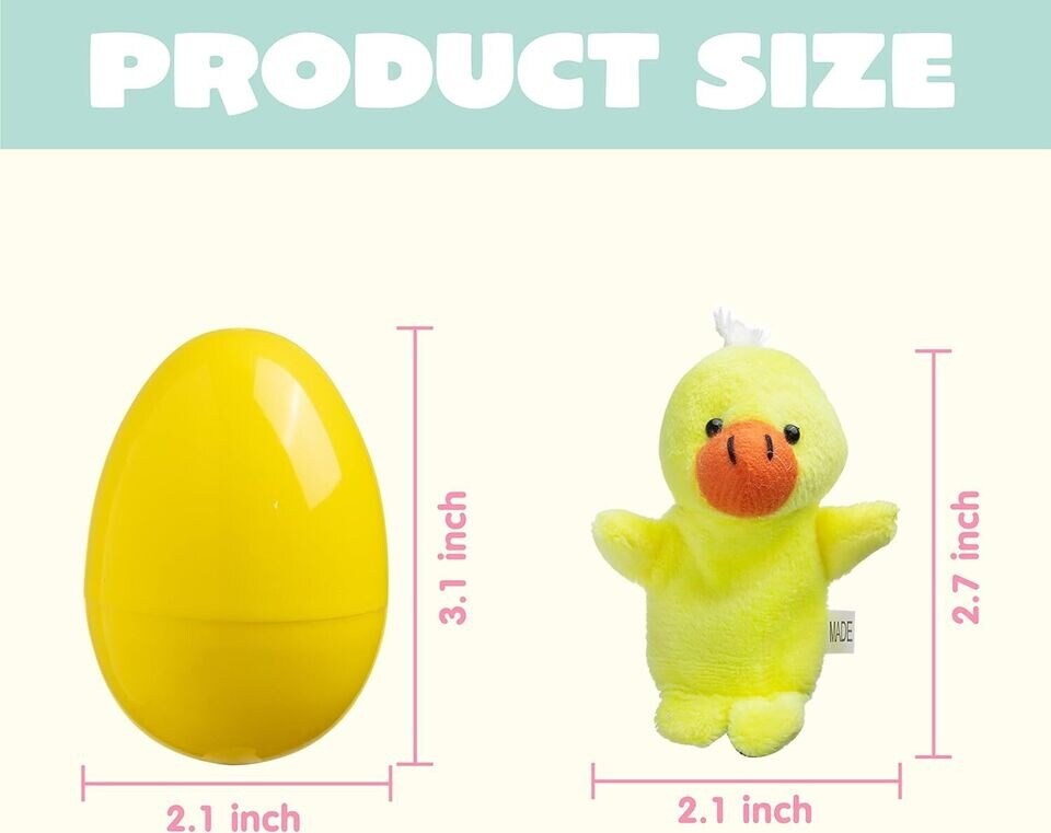 24 Pcs Pre-Filled Easter Eggs with Animal Finger Puppets for Kids Basket Stuffer