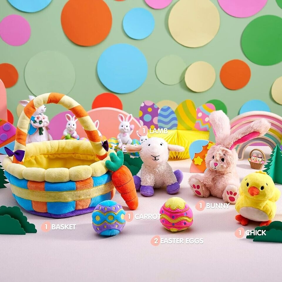 7 Pcs Easter Basket Plushies Playset Stuffers Toys Plush Baby for Party Favors