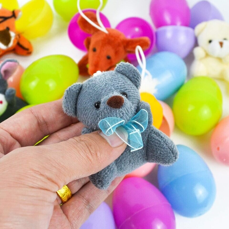 48 Pcs Prefilled Easter Eggs Filled with Plush Animal Toys for Basket Stuffers