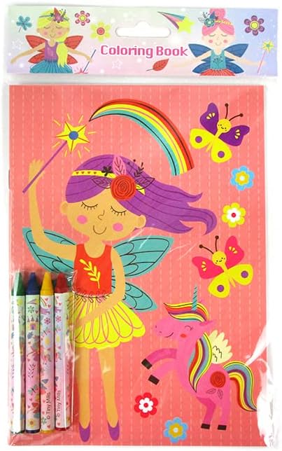 TINYMILLS Magical Fairies Coloring Books for Kids with 12 Coloring Books and 48 Crayons