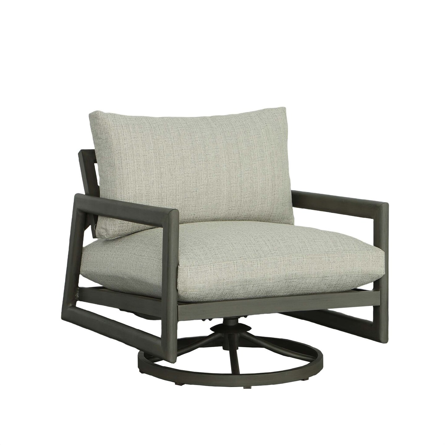 Contemporary Home Living Aluminum Outdoor Swivel Chair with Cushion - 36" - Gray