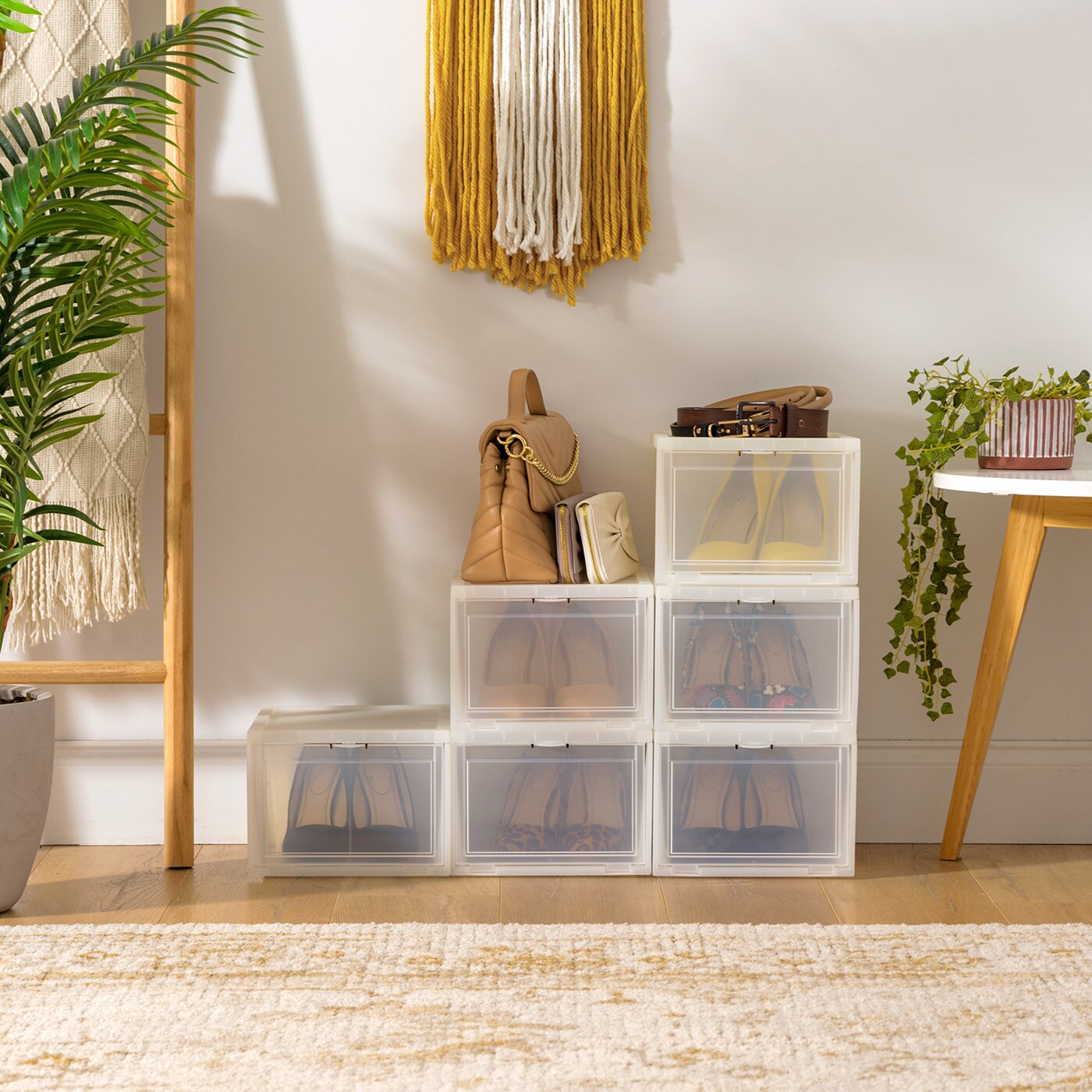 IRIS USA Front Entry Stackable Shoe Storage Box, Shoes Organizer