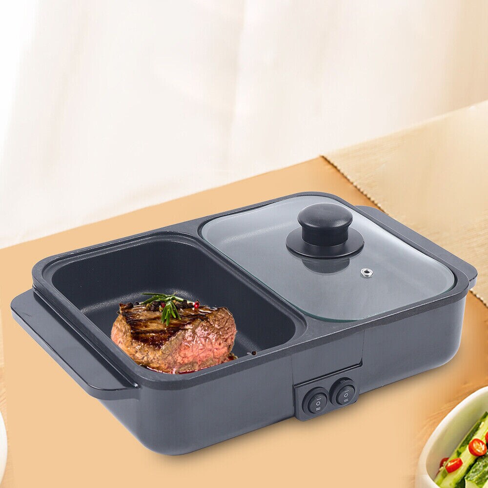 Kitcheniva Mini 2-IN-1 Electric Smokeless Shabu Hot Pot Cooking Pan 1200W