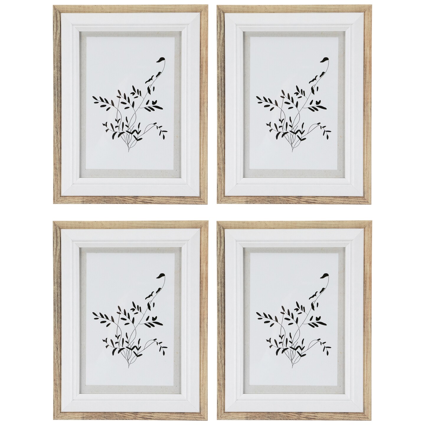 Northlight Wooden Picture Frames - for 5&#x22; x 7&#x22; Photos - Natural and White - Set of 4