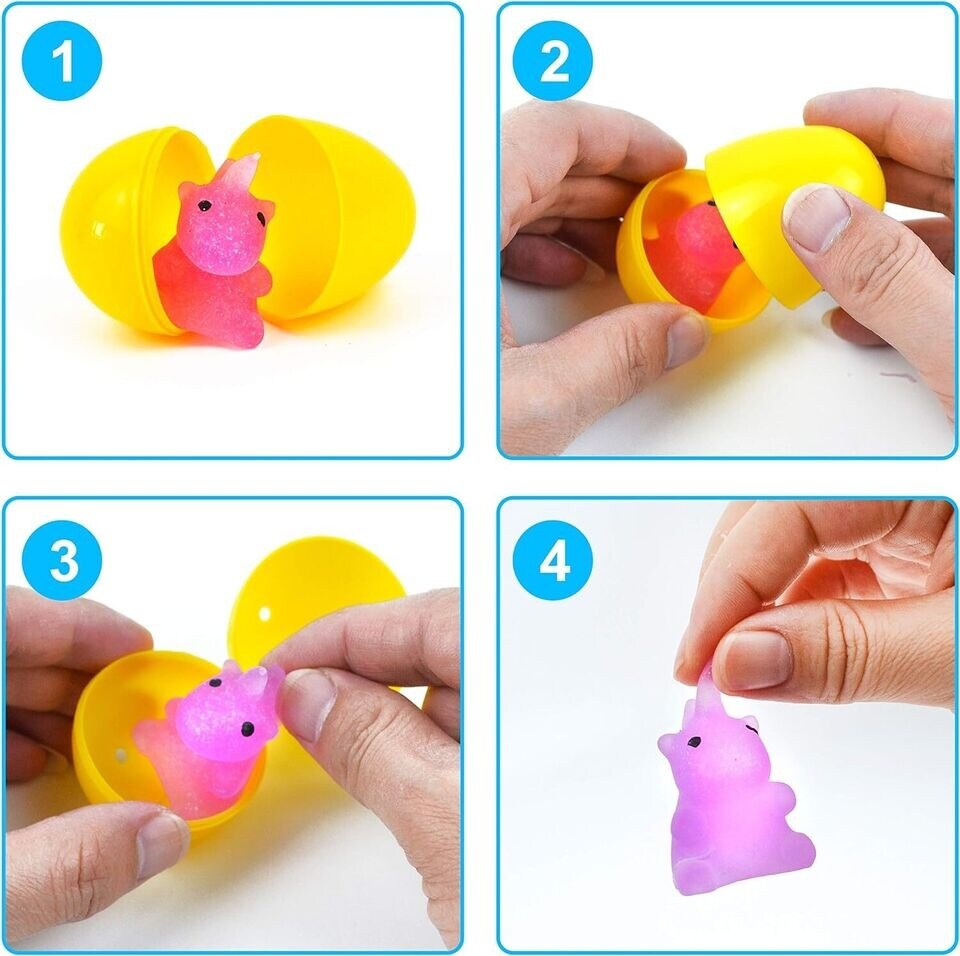 48Pcs Glitter Mochi Squishy Prefilled Easter Eggs Filled with Mochi Toys for Kid