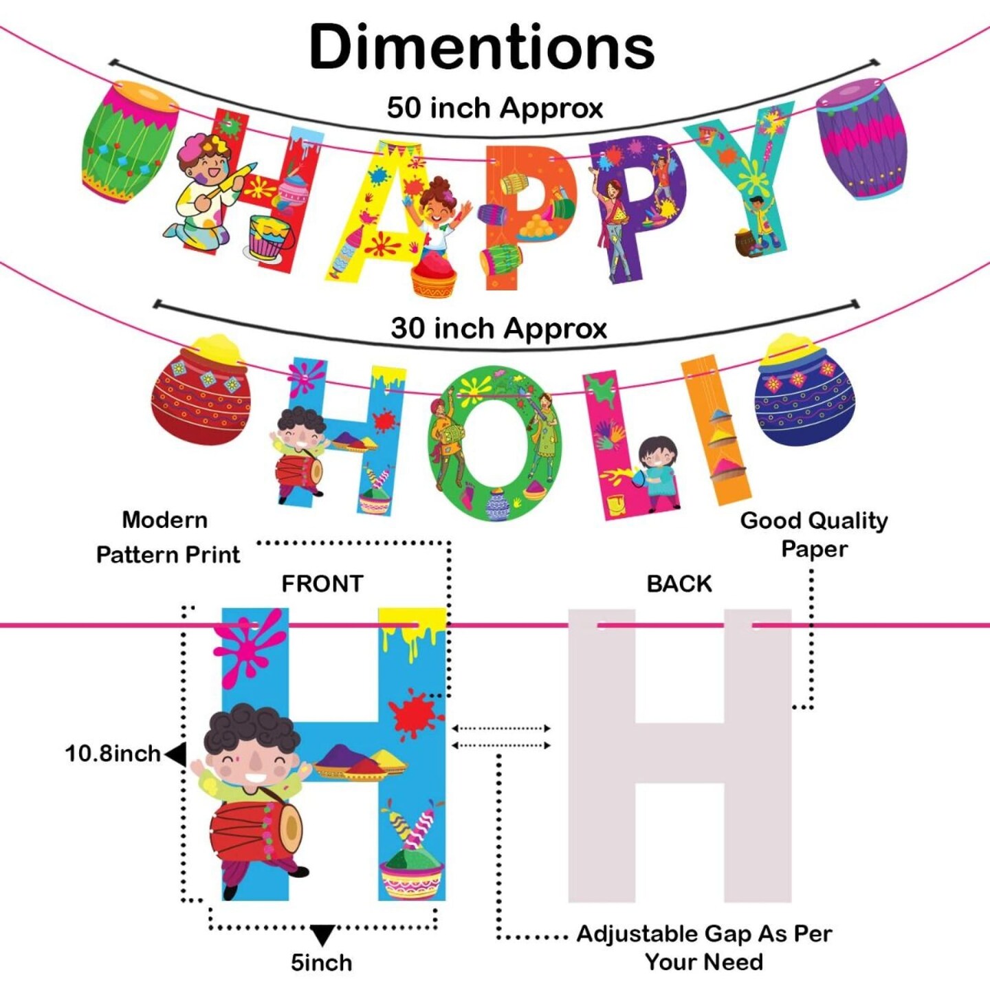 Happy Holi Banners Indian Festival Colorful Bunting Diy Festival of Colors Holi Decorations Home Indoor Outdoor Decoration Bollywood Party Supplies Home Decor Holi Ideas
