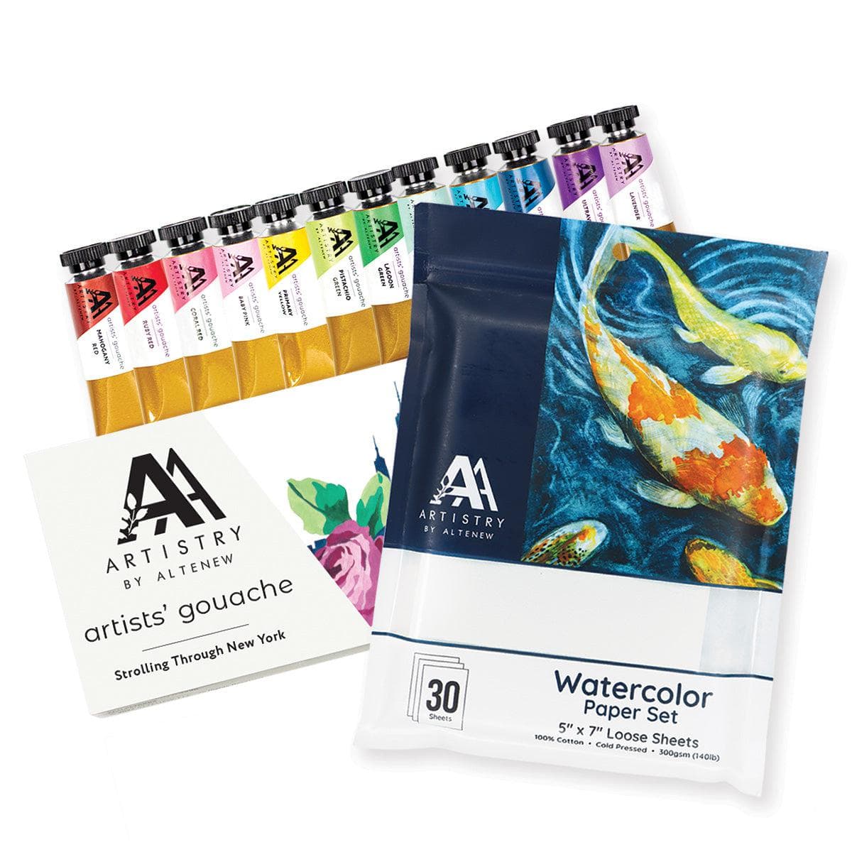 Vibrant Palette Gouache &#x26; Cold-Pressed Watercolor Paper Bundle