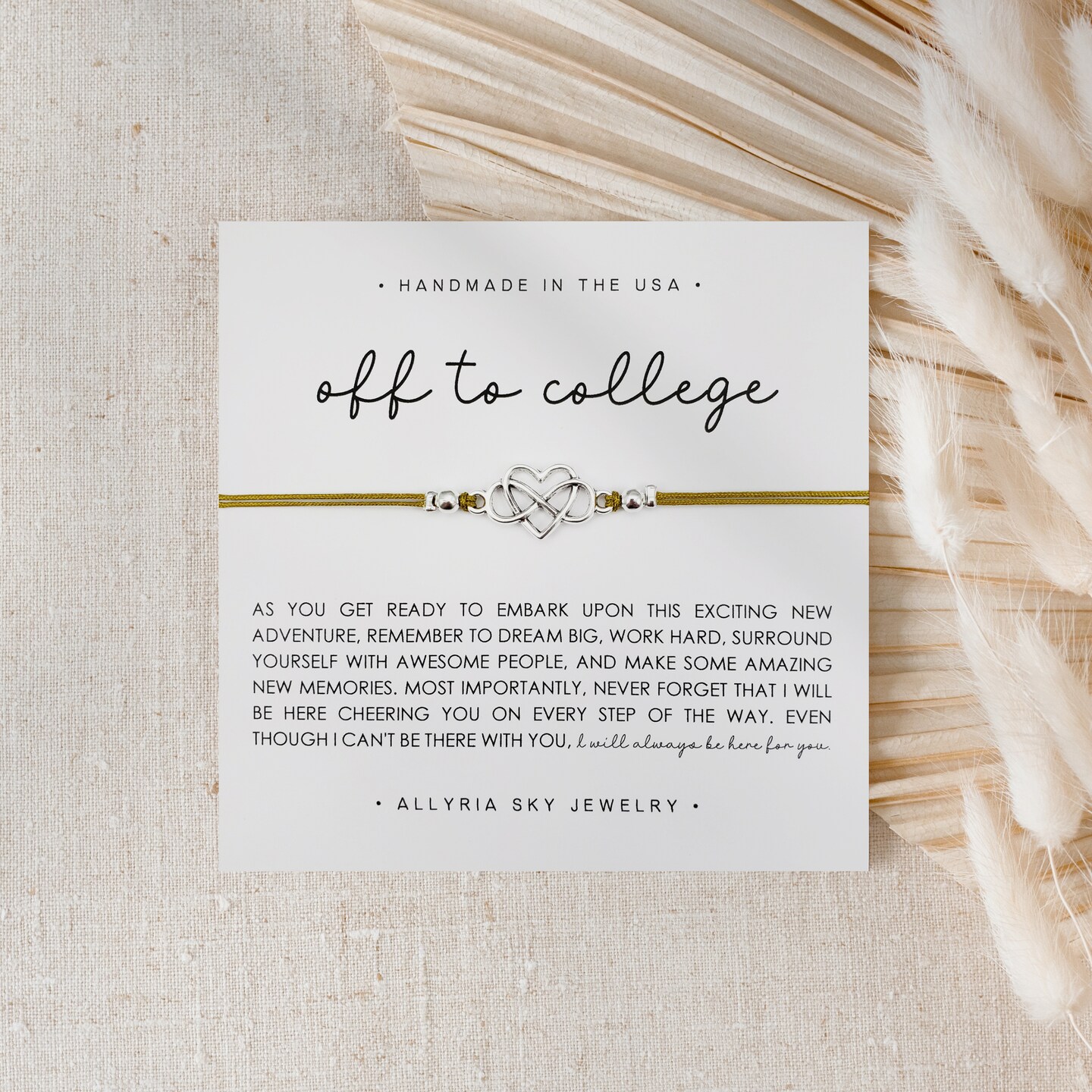 Friendship Bracelet with "Off to College" Card, Best Friend Gift, Graduation, Senior, College Freshman, Goodbye, Miss You, Here for You Gift 349520533723742208