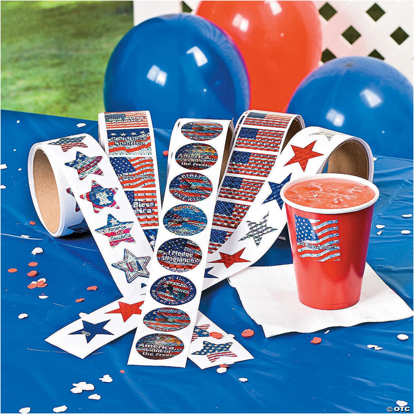 Bulk Classic Patriotic Paper Sticker Roll Assortment 500 Stickers 1 1/2"