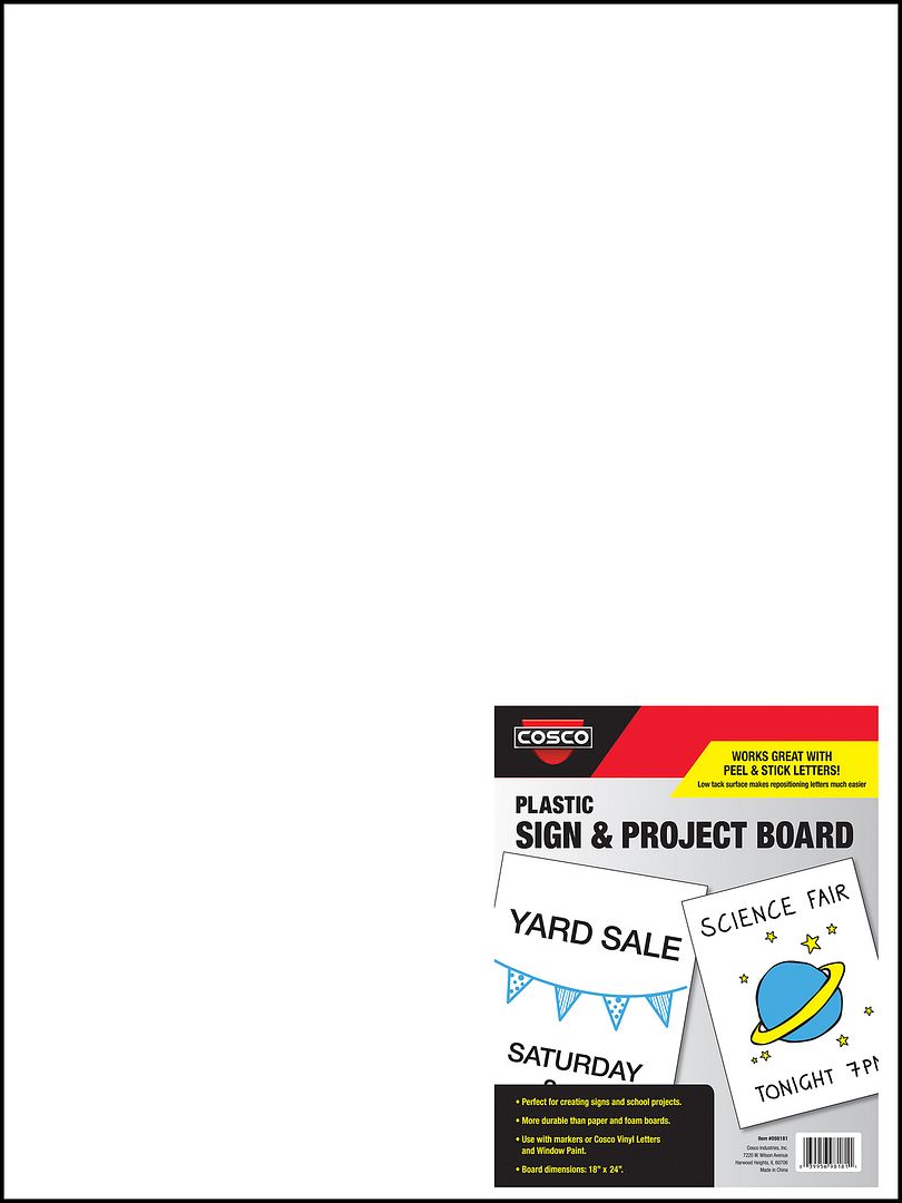 COSCO Sign, Blank, White Corrugated Plastic, 18" x 24", 1 Each