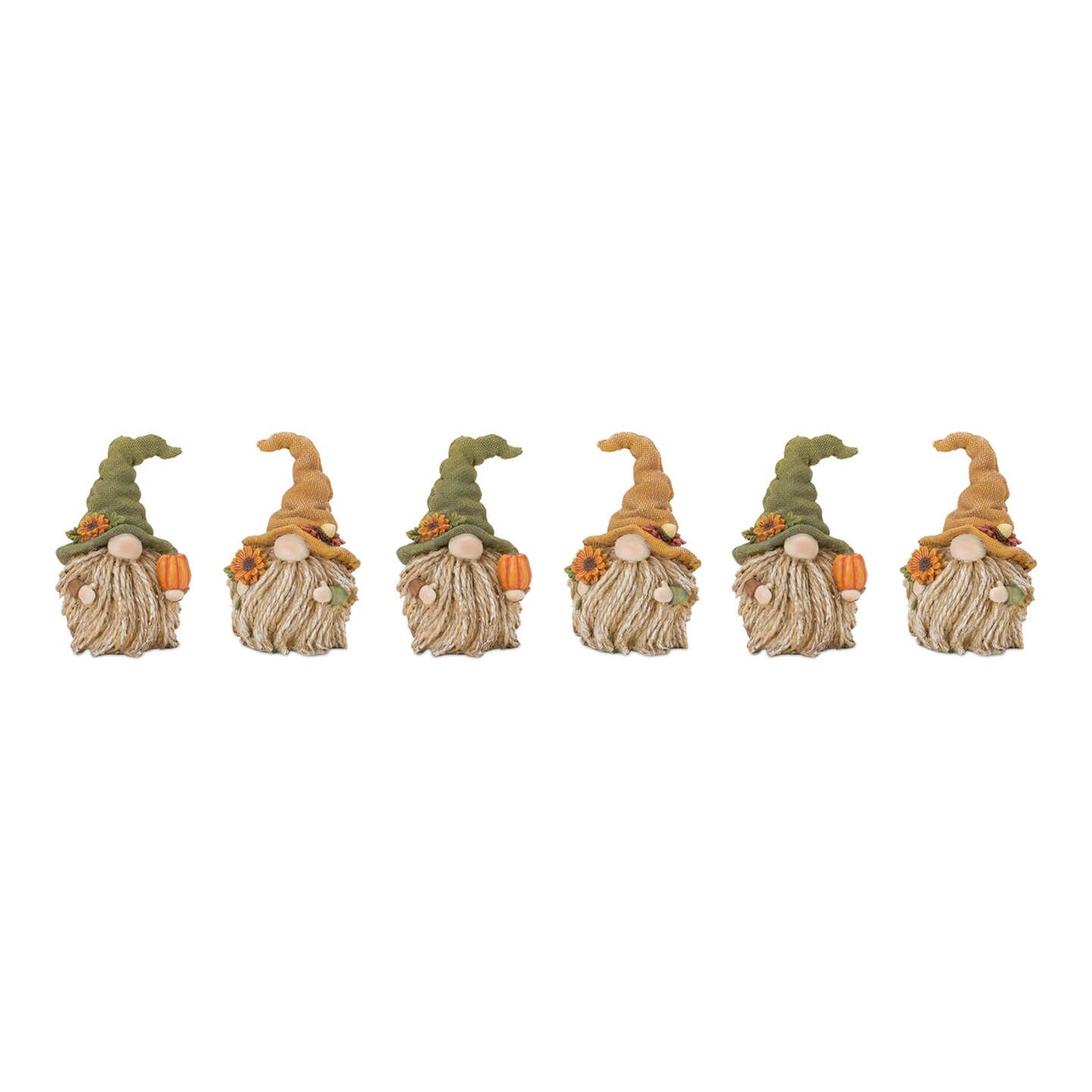Melrose Set of 6 Gnome with Pumpkin Fall Harvest Tabletop Figurines 5&#x22;