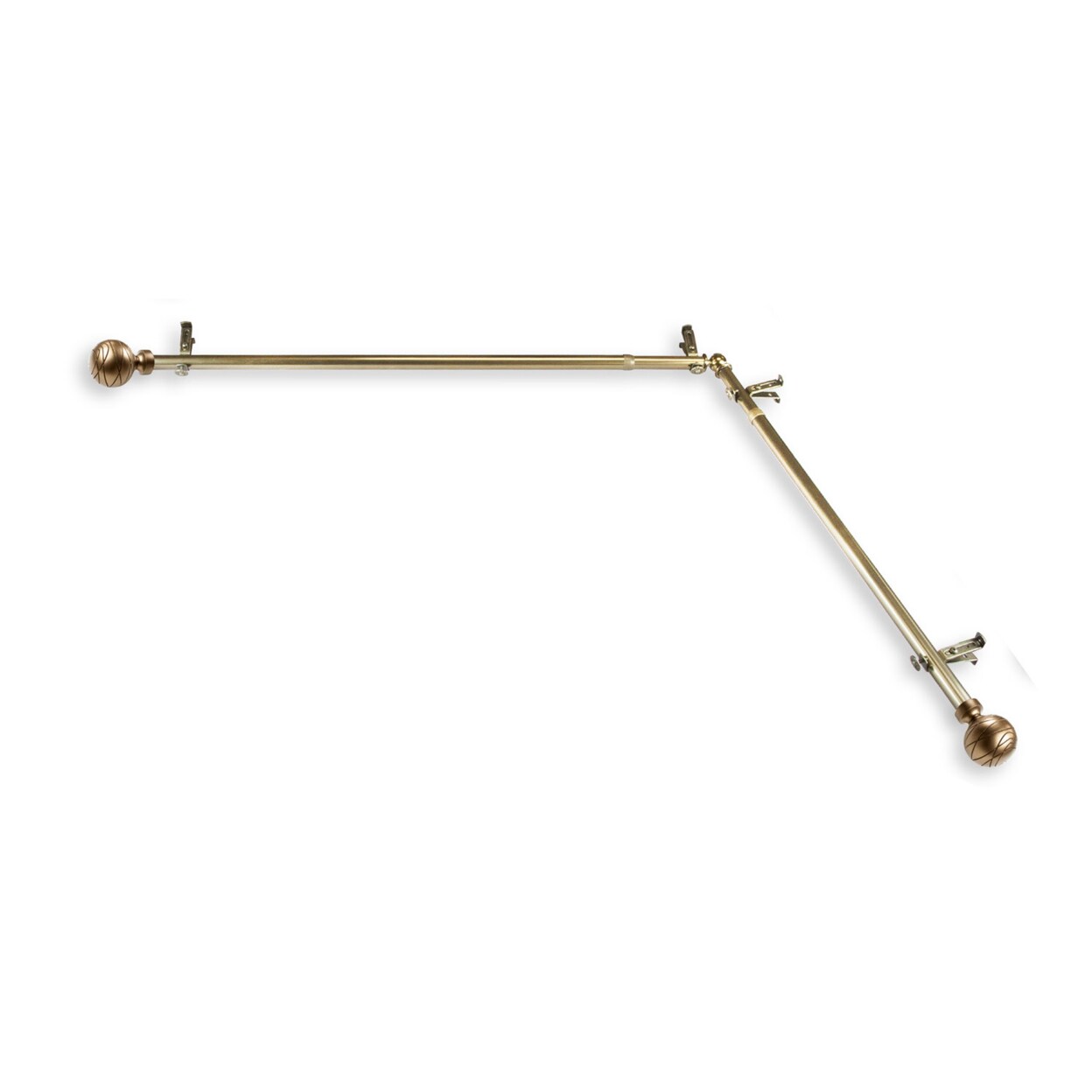 Rod Desyne Arman 13 by 16" Corner Window Curtain Rod - Antique Brass