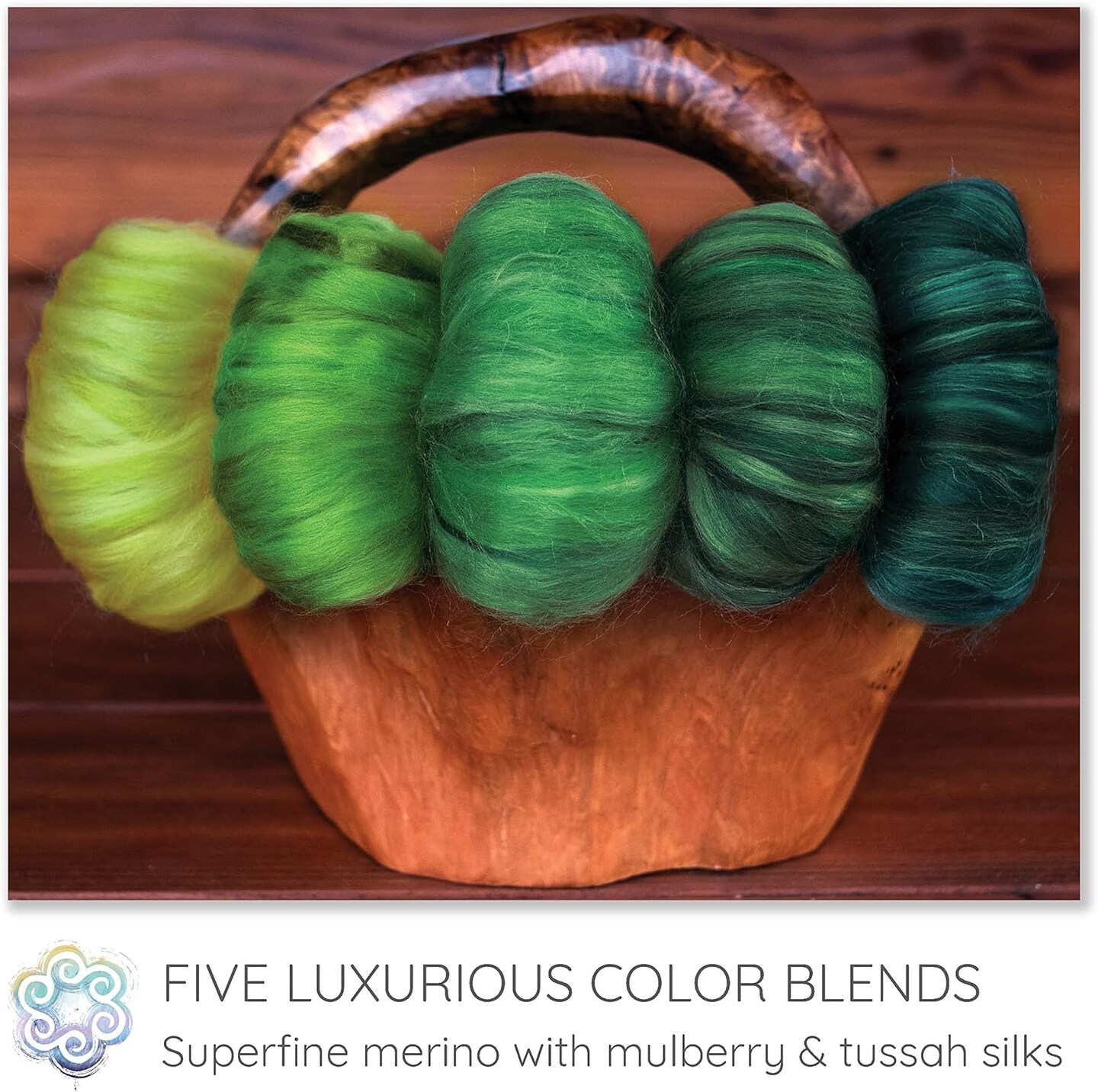 5oz Merino Silk Luxe Blends - Roving for Spinning, Felting, and Blending. Merino Wool + Glossy Mulberry Silk + Premium Tussah Silk.