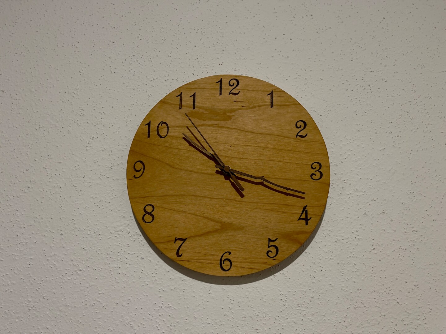 Solid 12” Clear Alder Wall Clock, Laser Engraved. Silent Mechanism. Wall Decor. Battery Included