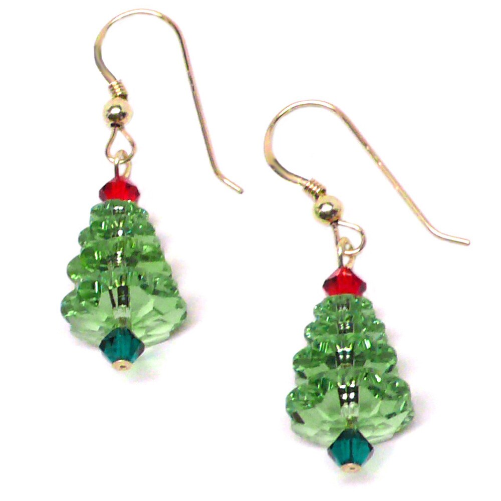 Micro Christmas Tree Earrings, Christmas Tree Light Earring