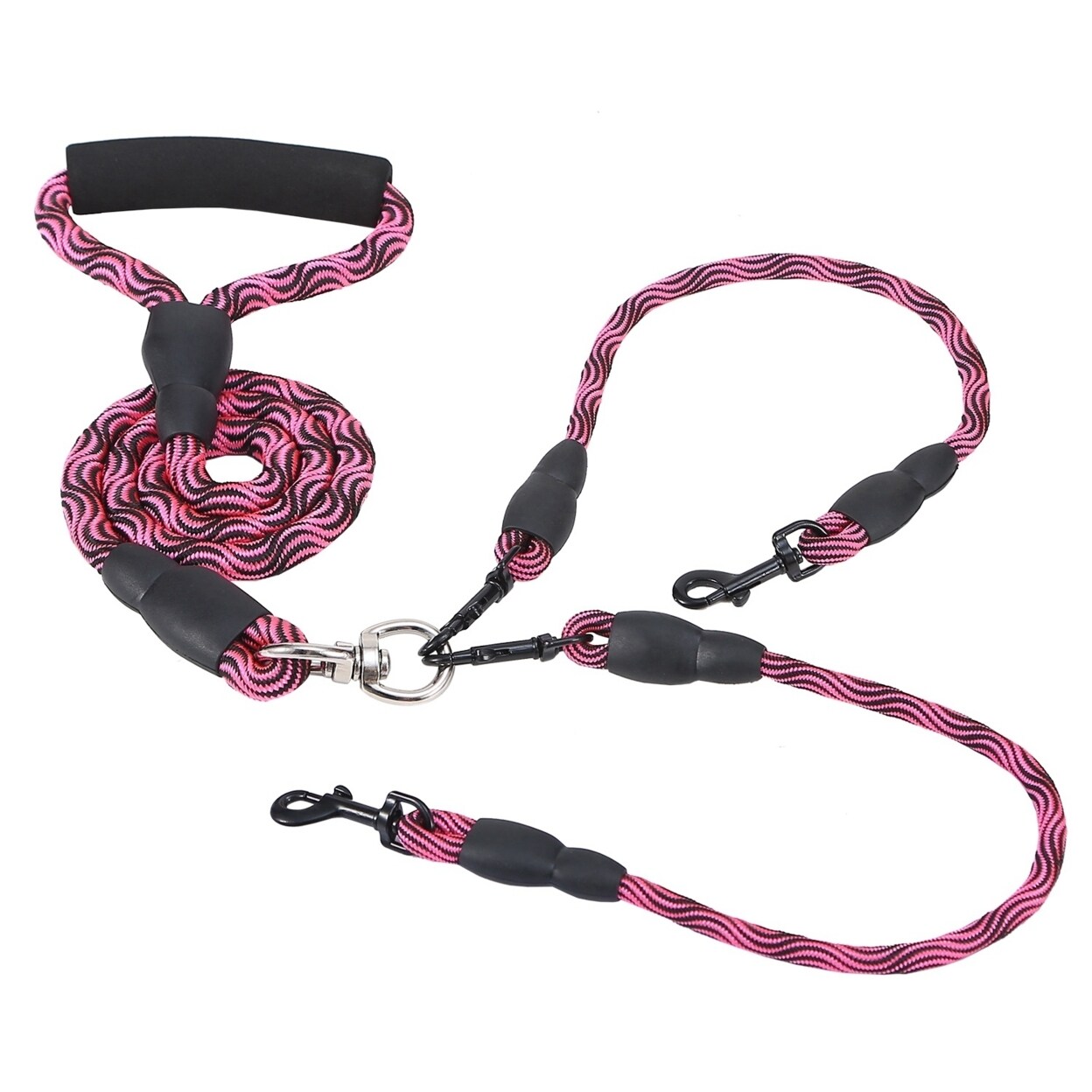 Double Dog Leash Reflective No Tangle With Swivel Coupler Padded Handle 44Lbs