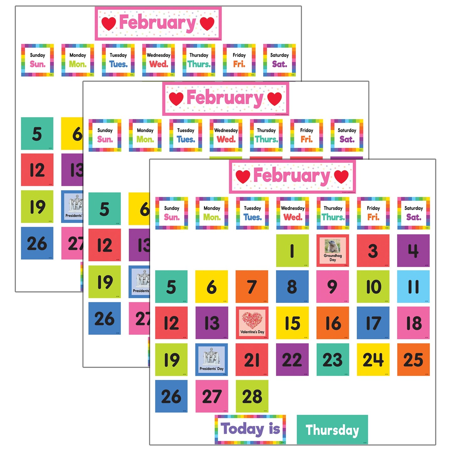 Colorful Calendar Pocket Chart Cards, 104 Per Pack, 3 Packs Michaels