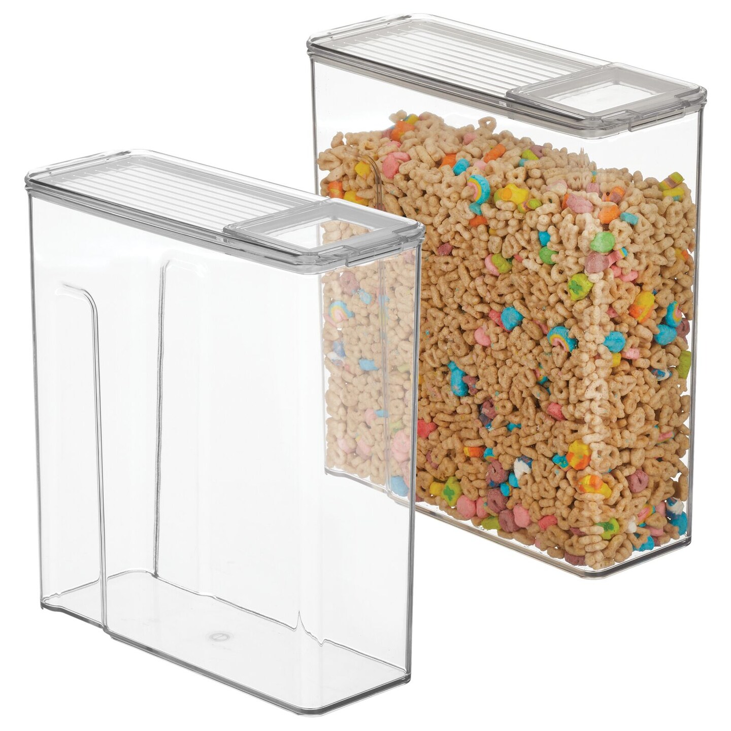 mDesign Airtight Plastic 4.8 Quart Cereal Storage Container, Lid, 2 Pack, Clear