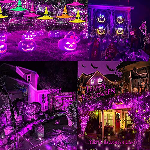 2-Pack Super-Long  Each 85FT Solar Halloween Lights Outdoor Waterproof, Upgraded Super Bright 8 Lighting Modes 480 LED Solar Outdoor String Lights for Halloween Decorations Party Garden Yard (Purple)