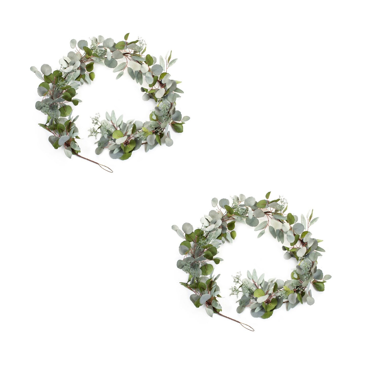 Melrose Set of 2 Eucalyptus Artificial Garland 6&#x27; x 9&#x22;, Unlit